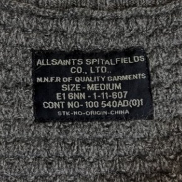 All Saints heavy knit open front cardigan grey women's size M - Picture 7 of 10